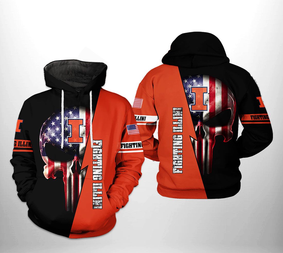 Illinois Fighting Illini NCAA US Flag Skull 3D Printed Hoodie/Zipper Hoodie - 00d1d63fcca1 Illinois Fighting Illini NCAA US Flag Skull 3D Printed Hoodie/Zipper Hoodie - 00d1d63fcca1
