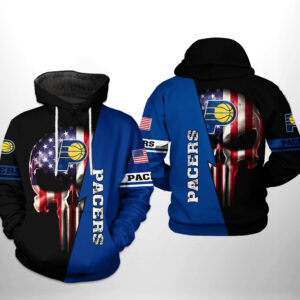 Indiana Pacers NBA US Flag Skull Team 3D Printed Hoodie/Zipper Hoodie - 24f9681e1d33