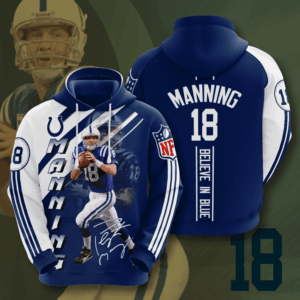 Indianapolis Colts Peyton Manning 3D Hoodie Sweatshirt For Fans Men Women All Over Printed Hoodie - 518f8ee318a9