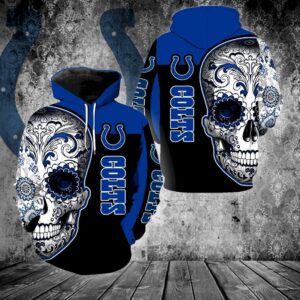 Indianapolis Colts Skull All Over Print 3D Hoodie For Men And Women - 14338712c02c