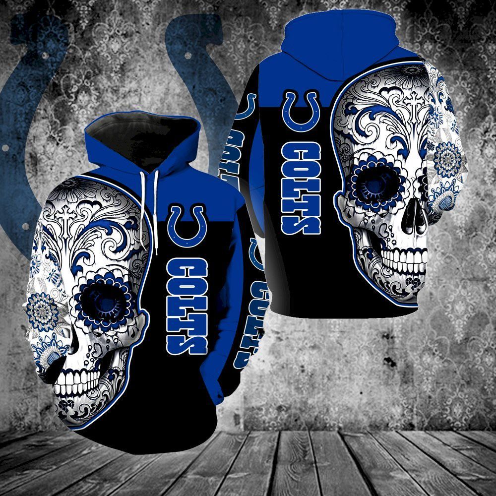 Indianapolis Colts Skull All Over Print 3D Hoodie For Men And Women - 14338712c02c Indianapolis Colts Skull All Over Print 3D Hoodie For Men And Women - 14338712c02c