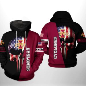Iowa State Cyclones NCAA US Flag Skull 3D Printed Hoodie/Zipper Hoodie - 2687b13b8b55