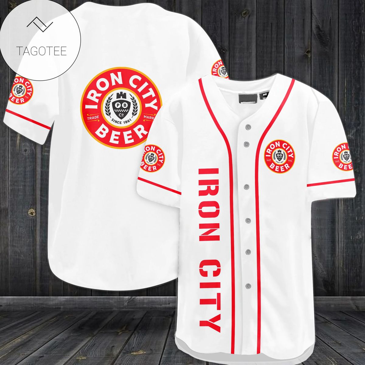 Iron City Beer Logo Baseball Jersey Shirt Iron City Beer Logo Baseball Jersey Shirt
