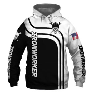 Ironworker Black US Flag 3D Printed Hoodie/Zipper Hoodie - e79c809618d7