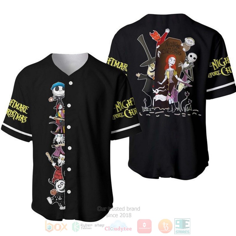 Jack & Sally The Nightmare Before Christmas All Over Print Black Baseball Jersey Jack & Sally The Nightmare Before Christmas All Over Print Black Baseball Jersey