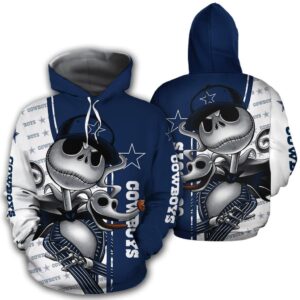 Jack Skellington And Zero Dallas Cowboys 3d Hoodie - f7880cec3629