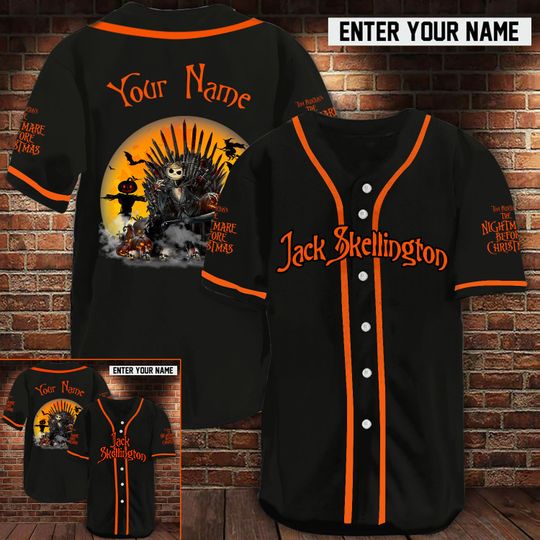 Jack Skellington Baseball Jersey Custom Name Jack Skellington Baseball Jersey Custom Name