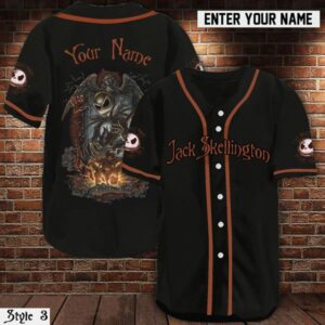 Jack Skellington The Nightmare Before Christmas Custom Name Baseball Jersey