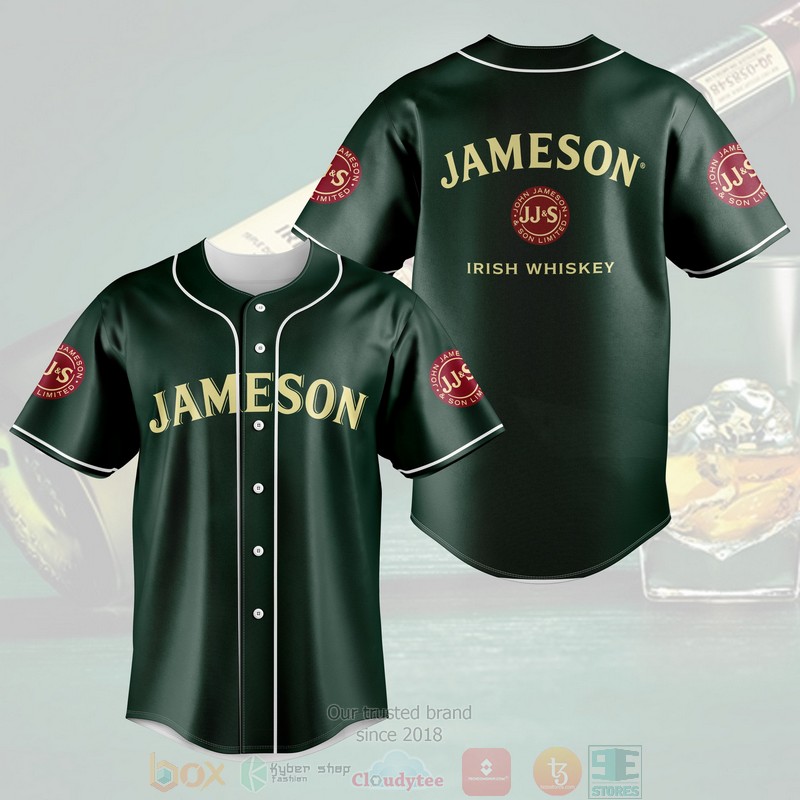 Jameson Irish Whiskey Dark Green Baseball Jersey Jameson Irish Whiskey Dark Green Baseball Jersey
