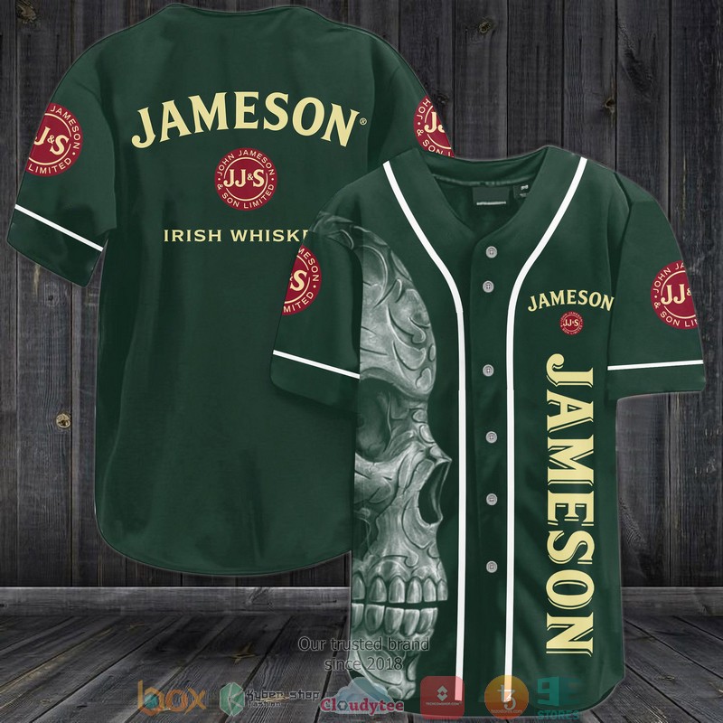 Jameson Irish Whiskey Skull Baseball Jersey Jameson Irish Whiskey Skull Baseball Jersey