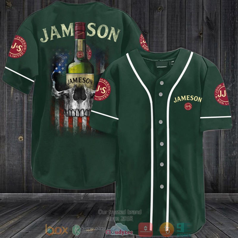 Jameson Irish Whiskey Us Flag Skull Baseball Jersey Jameson Irish Whiskey Us Flag Skull Baseball Jersey