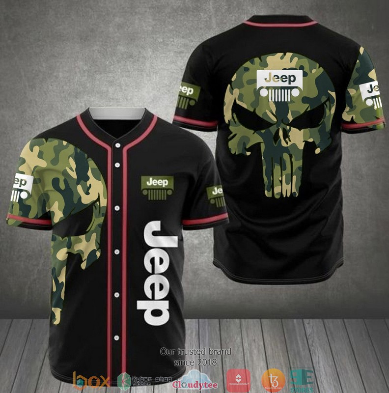 Jeep Punisher Skull Camo Baseball Jersey Jeep Punisher Skull Camo Baseball Jersey