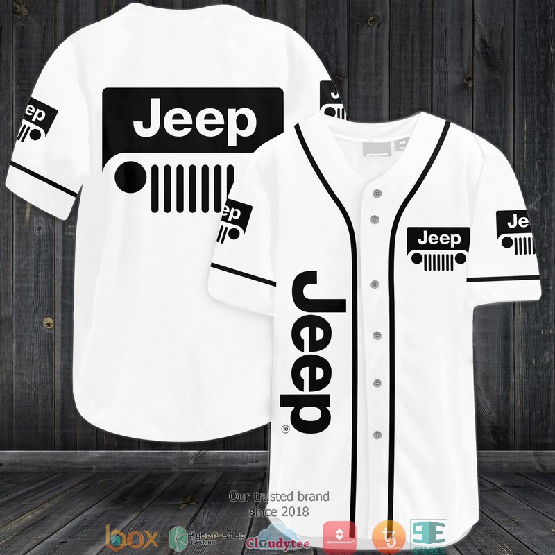 Jeep White Baseball Jersey Jeep White Baseball Jersey