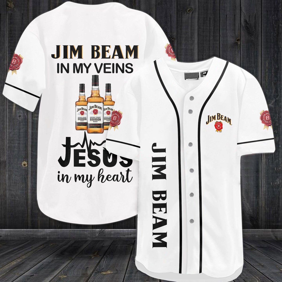 Jim Beam In My Veins Jesus In My Heart Baseball Jersey Jim Beam In My Veins Jesus In My Heart Baseball Jersey