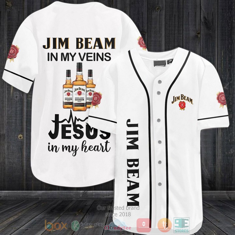 Jim Beam In My Veins Jesus In My Heart White Baseball Jersey Jim Beam In My Veins Jesus In My Heart White Baseball Jersey