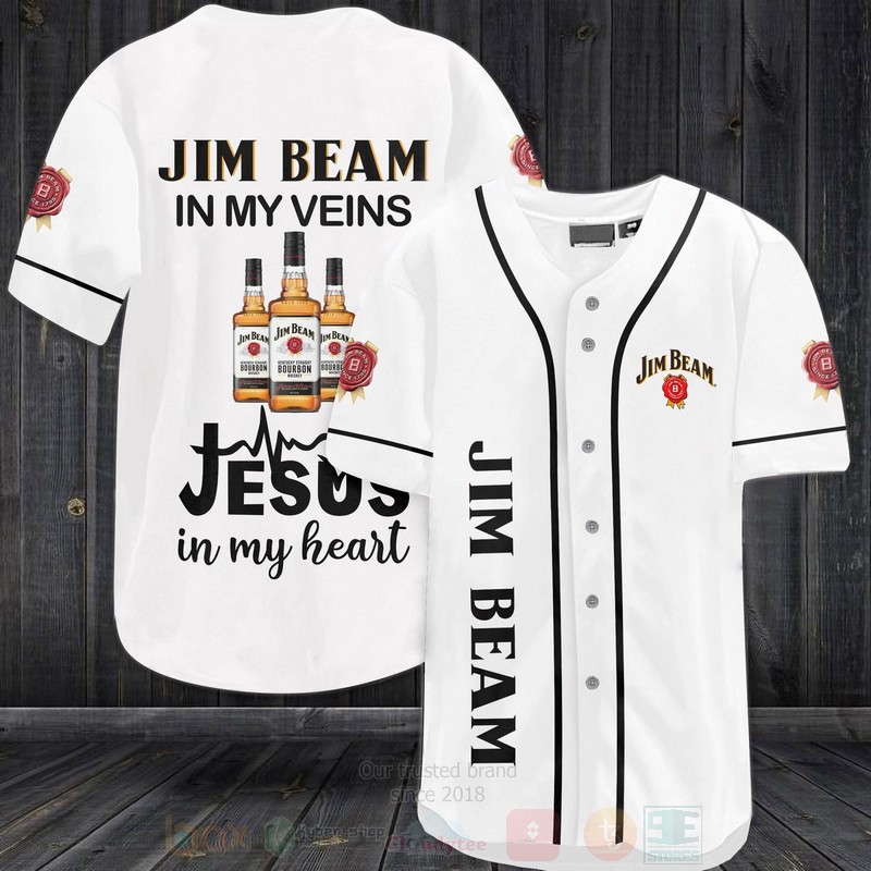 Jim Beam In My Veins Jesus Is My Heart Baseball Jersey Shirt Jim Beam In My Veins Jesus Is My Heart Baseball Jersey Shirt