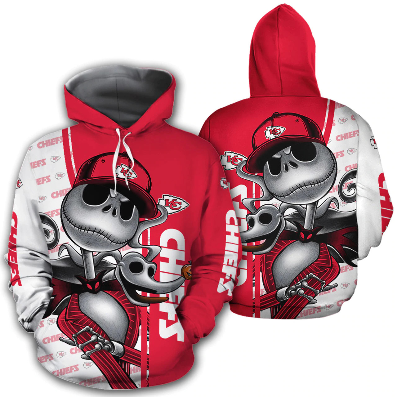 Kansas City Chiefs 3D Jack Skellington 3D Printed Hoodie/Zipper Hoodie - d3e35bde8632 Kansas City Chiefs 3D Jack Skellington 3D Printed Hoodie/Zipper Hoodie - d3e35bde8632
