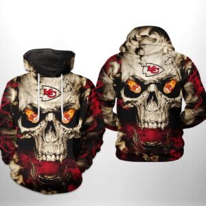 Kansas City Chiefs NFL Skull Team 3D Printed Hoodie/Zipper Hoodie - c3659bf3b06f