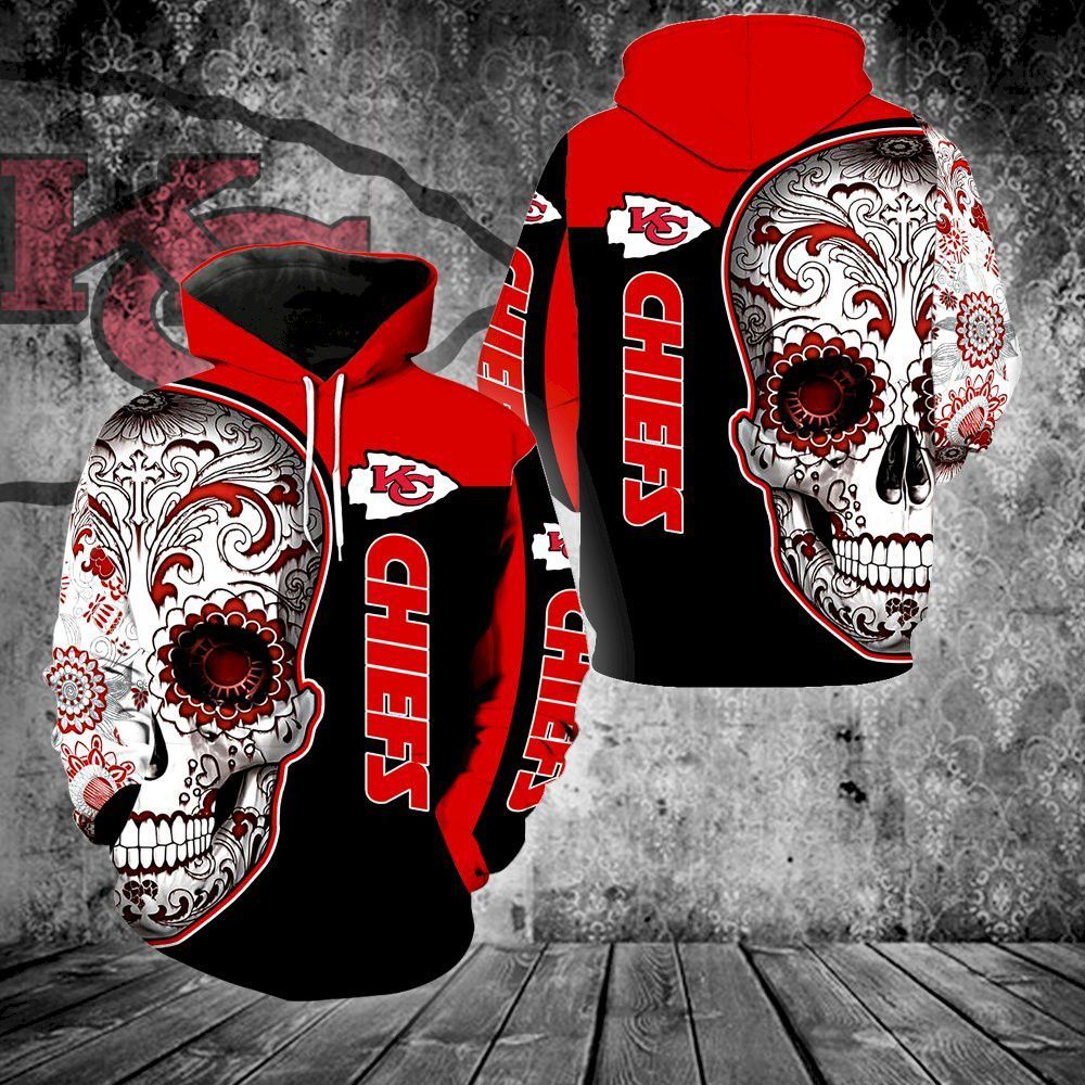 Kansas City Chiefs Skull All Over Print 3D Hoodie For Men And Women - 5b817c8c4417 Kansas City Chiefs Skull All Over Print 3D Hoodie For Men And Women - 5b817c8c4417