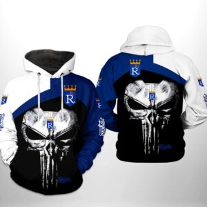 Kansas City Royals MLB Skull Punisher 3D Printed Hoodie/Zipper Hoodie - c0cd30f4ec98