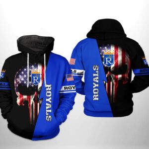 Kansas City Royals MLB US Flag Skull 3D Printed Hoodie/Zipper Hoodie - 77992364445
