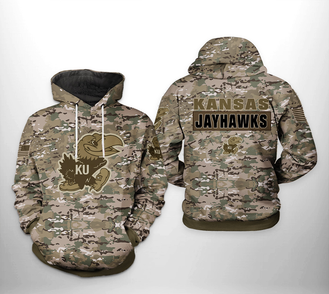 Kansas Jayhawks NCAA Camo Veteran 3D Printed Hoodie/Zipper Hoodie - e0fb229a1708 Kansas Jayhawks NCAA Camo Veteran 3D Printed Hoodie/Zipper Hoodie - e0fb229a1708