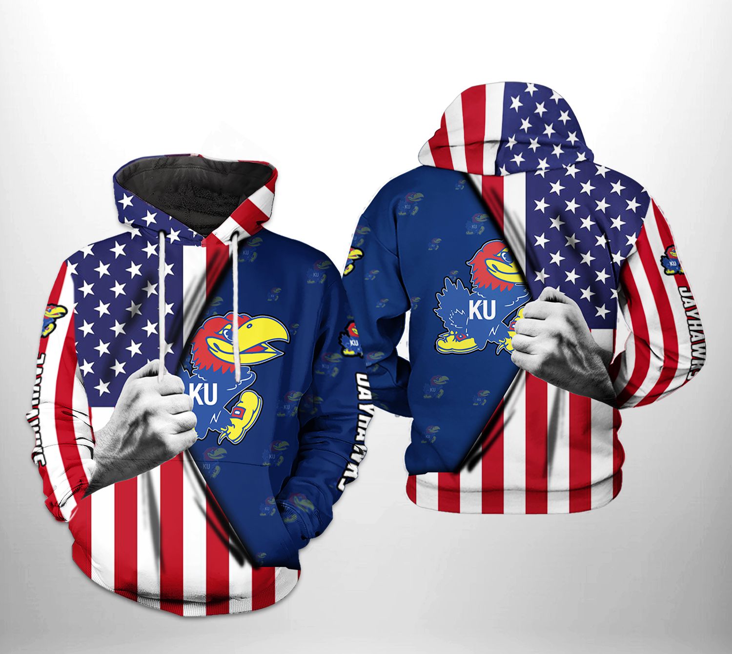 Kansas Jayhawks NCAA US Flag 3D Printed Hoodie/Zipper Hoodie - 317efe194b28 Kansas Jayhawks NCAA US Flag 3D Printed Hoodie/Zipper Hoodie - 317efe194b28