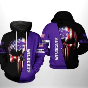Kansas State Wildcats NCAA US Flag Skull 3D Printed Hoodie/Zipper Hoodie - 177da64d6b8f