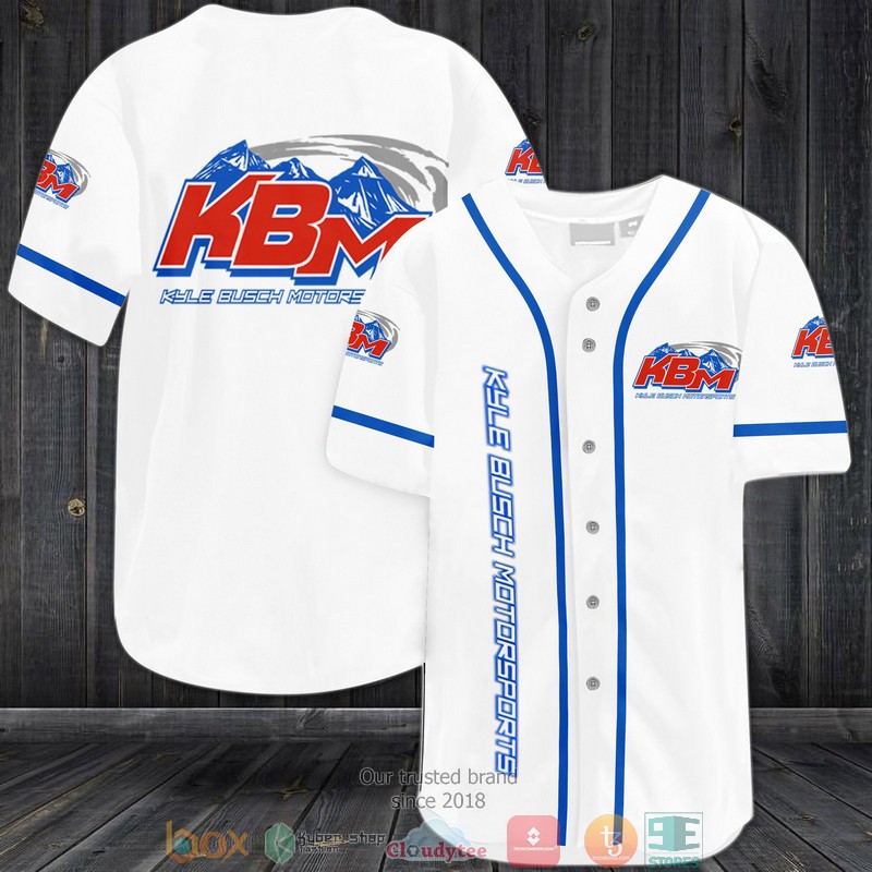 Kyle Busch Motorsports Racing White Baseball Jersey Kyle Busch Motorsports Racing White Baseball Jersey