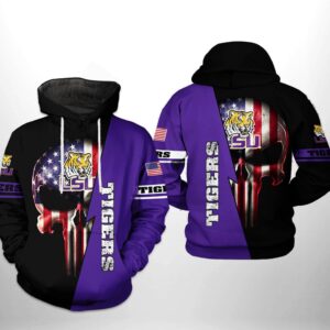 LSU Tigers NCAA US Flag Skull 3D Printed Hoodie/Zipper Hoodie - b6c5ab04f79d