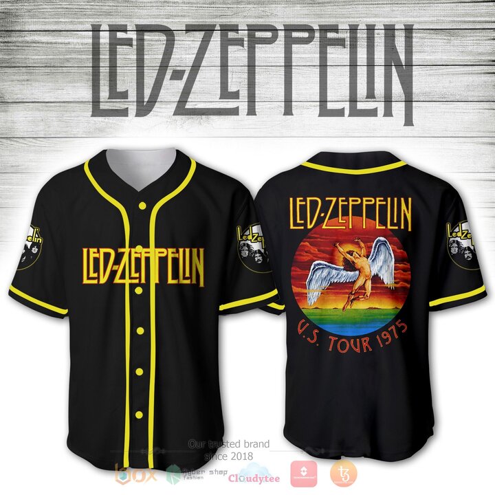 Led Zeppelin U.S. Tour 1975 Baseball Jersey Shirt Led Zeppelin U.S. Tour 1975 Baseball Jersey Shirt