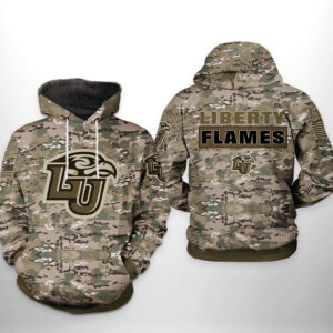 Liberty Flames NCAA Camo Veteran 3D Printed Hoodie/Zipper Hoodie - 64ca780d0b6b