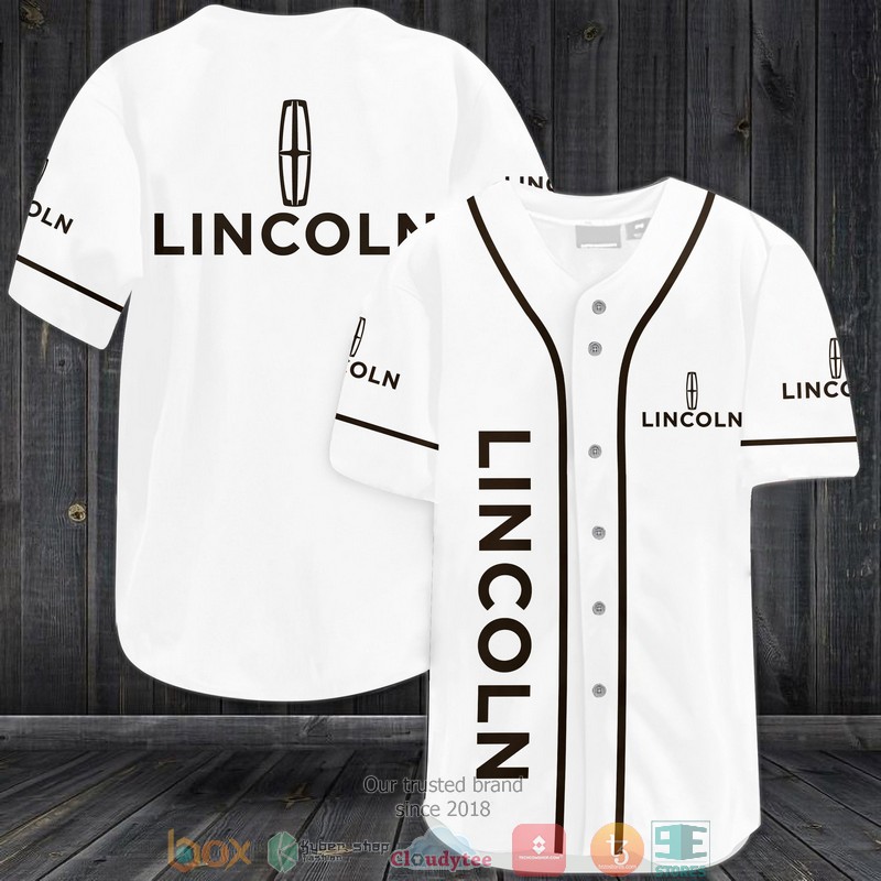 Lincoln Car White Baseball Jersey Lincoln Car White Baseball Jersey