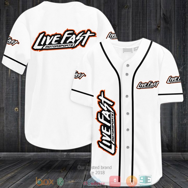 Live Fast Motorsports White Baseball Jersey Live Fast Motorsports White Baseball Jersey