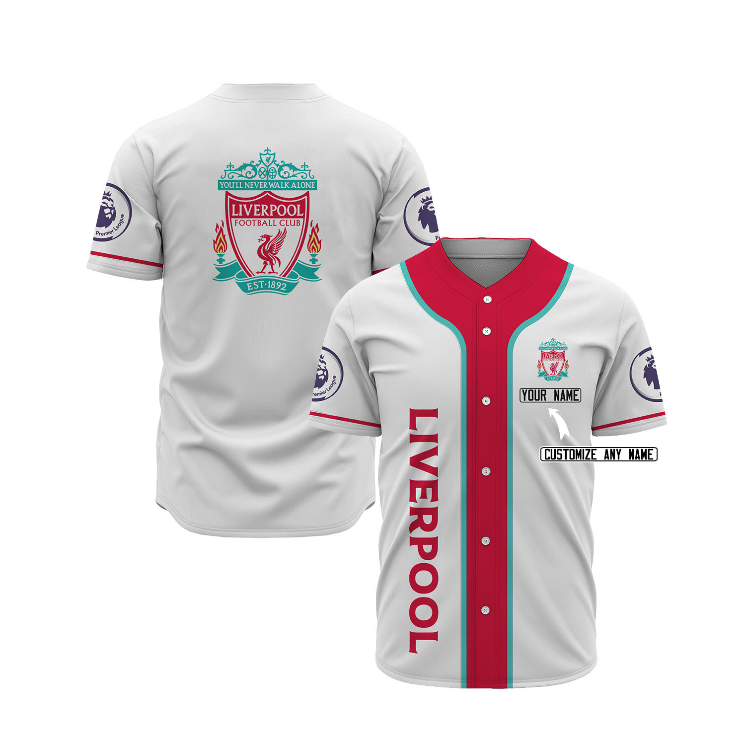 Liverpool Custom Name Baseball Jersey Liverpool Custom Name Baseball Jersey