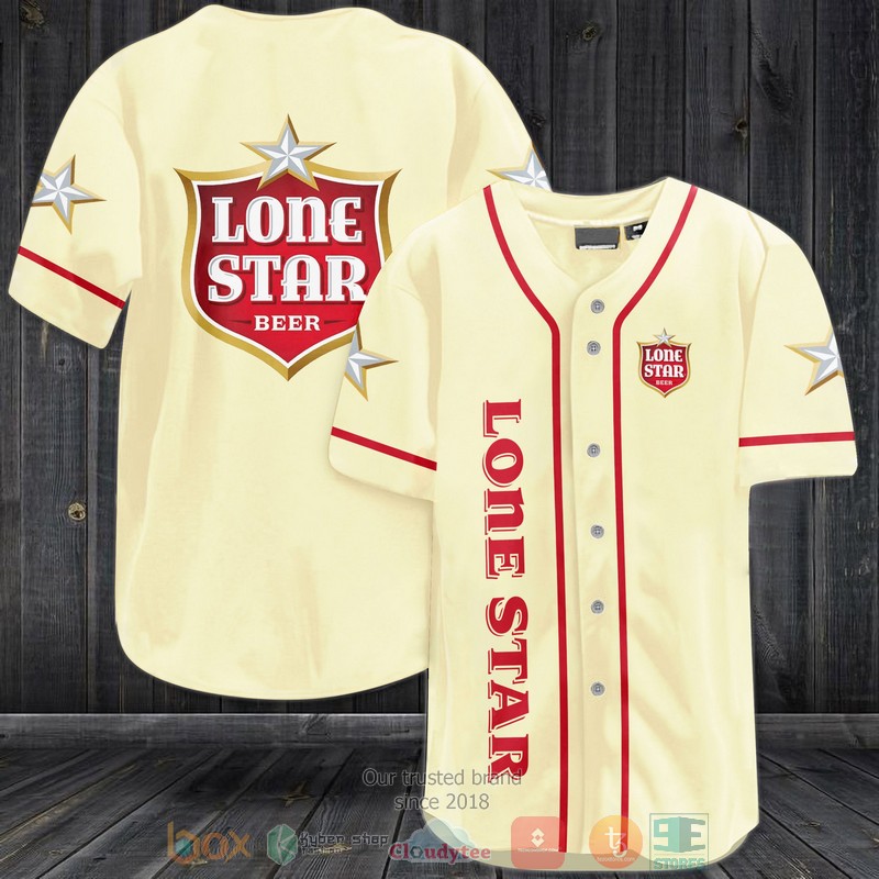 Lone Star Beer Light Cream Color Baseball Jersey Lone Star Beer Light Cream Color Baseball Jersey