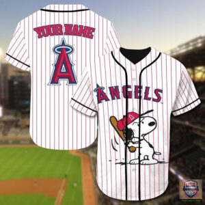 Los Angeles Angels Snoopy Custom Name Baseball Jersey