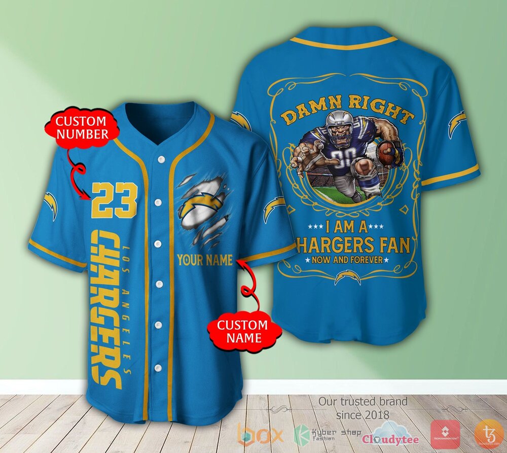 Los Angeles Chargers 3D Personalized Baseball Jersey Shirt Los Angeles Chargers 3D Personalized Baseball Jersey Shirt