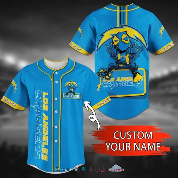 Los Angeles Chargers Deadpool Personalized Baseball Jersey Shirt Los Angeles Chargers Deadpool Personalized Baseball Jersey Shirt