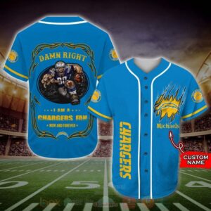 Los Angeles Chargers Mascot Nfl Custom Name Baseball Jersey