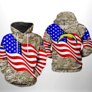 Los Angeles Chargers NFL US Flag Camo Veteran Team 3D Printed Hoodie/Zipper Hoodie - d6a62675eed8