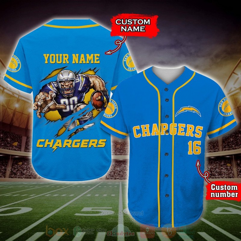 Los Angeles Chargers Nfl Personalized Baseball Jersey Los Angeles Chargers Nfl Personalized Baseball Jersey