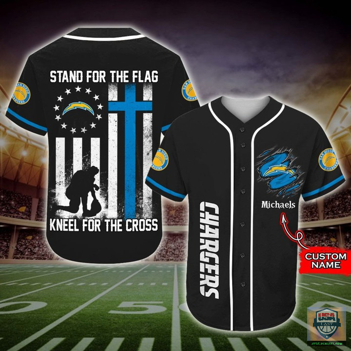 Los Angeles Chargers Stand For The Flag Kneel For The Cross Baseball Jersey Shirt Los Angeles Chargers Stand For The Flag Kneel For The Cross Baseball Jersey Shirt