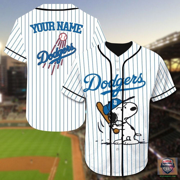 Los Angeles Dodgers Snoopy Custom Name Baseball Jersey Los Angeles Dodgers Snoopy Custom Name Baseball Jersey