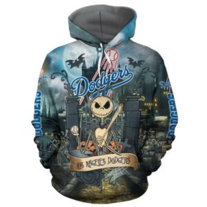 Los Angeles Dodgers With Jack Skellington All Over Print 3D Hoodie - 5dd37f6cf8b1
