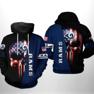 Los Angeles Rams NFL US Flag Skull Team 3D Printed Hoodie/Zipper Hoodie - d1e5ae42e667