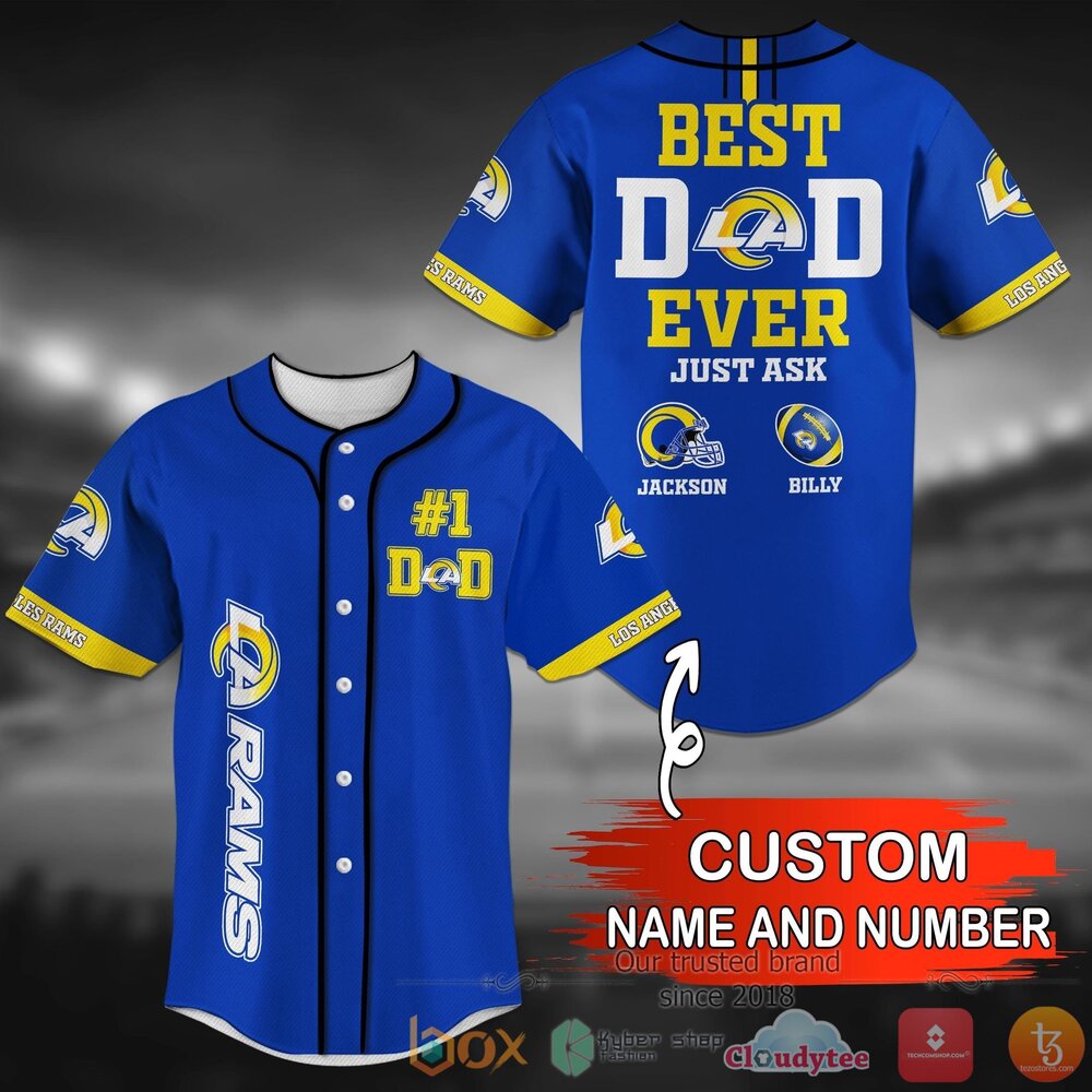 Los Angeles Rams Nfl Personalized Blue Baseball Jersey Shirt Los Angeles Rams Nfl Personalized Blue Baseball Jersey Shirt