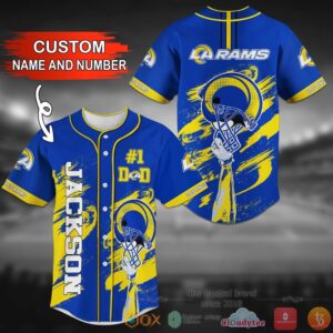 Los Angeles Rams Nfl Personalized Yellow Blue Baseball Jersey Shirt