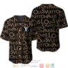 Louis Vuitton Brown Letter Pattern Black Baseball Jersey