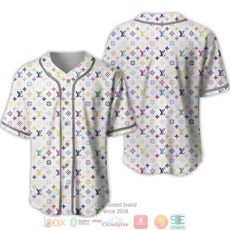 Louis Vuitton Colorful Pattern Baseball Jersey Louis Vuitton Colorful Pattern Baseball Jersey